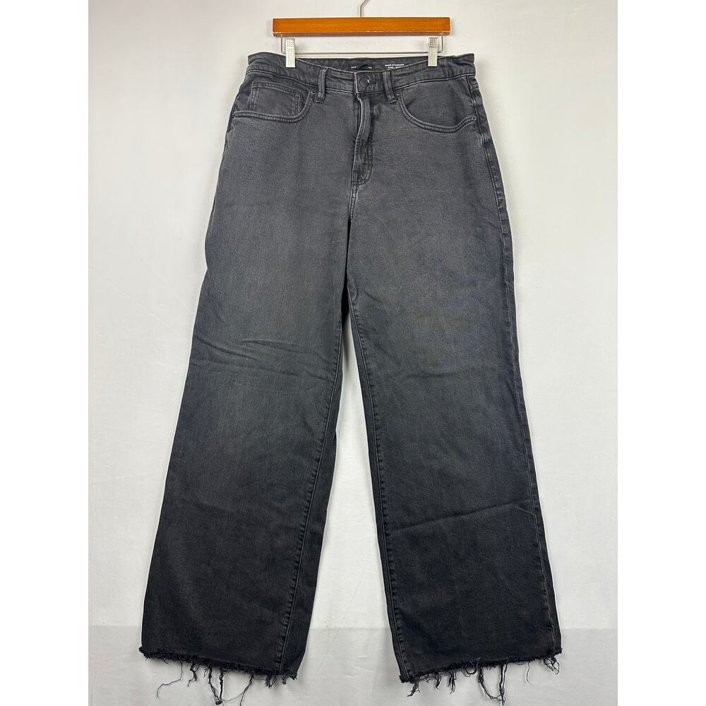 Good American Women's Good Standard Ease Relaxed Raw Hem Black Jeans Size 10/30